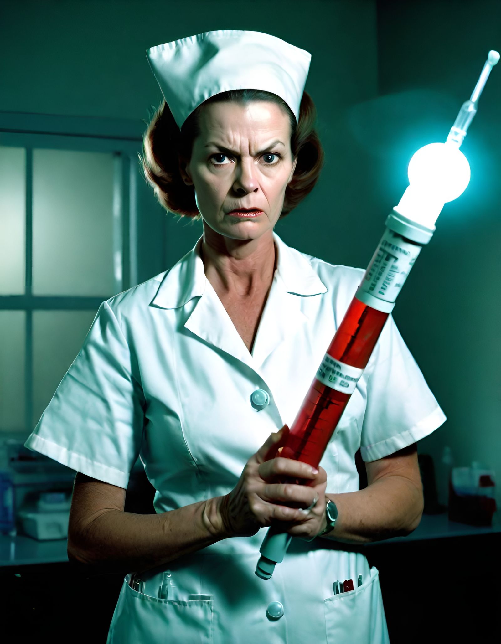 Angry Nurse Ratched Portrait with Syringe