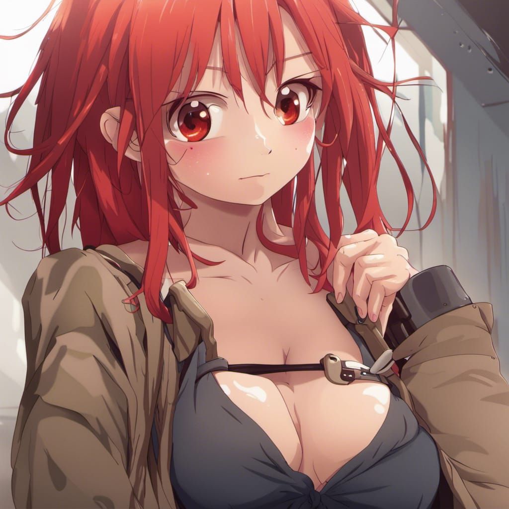 Red-Haired Anime Girl in 4K Resolution