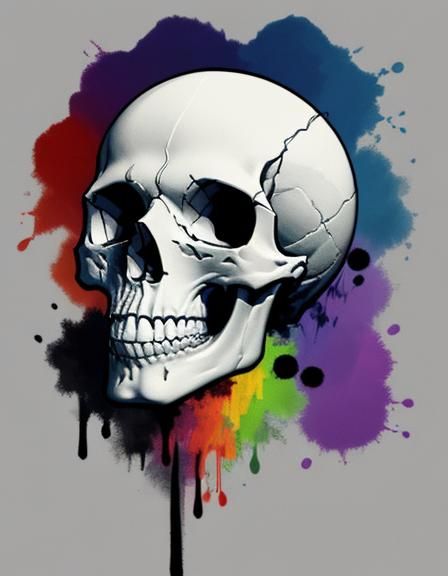 Abstract Skull Art with Complementary Colors