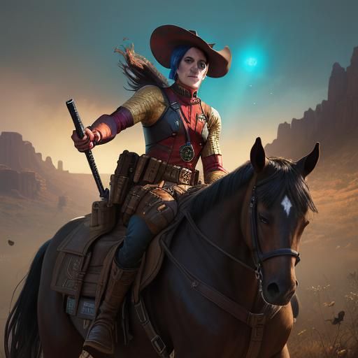 Deadpool in Pioneer Dress: Comicbook Western Illustration