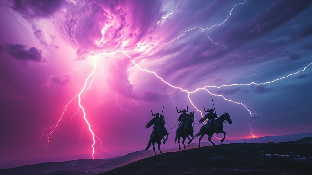 Neon Lightning Bolt with Valkyries Descent