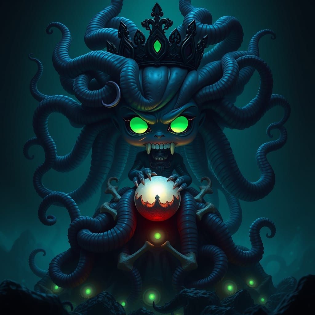 Dark Sea Witch with Tentacles in 3D Anime Art