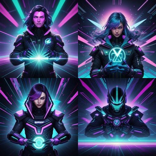 Surreal Neon Gaming Poster in Cyberpunk Style