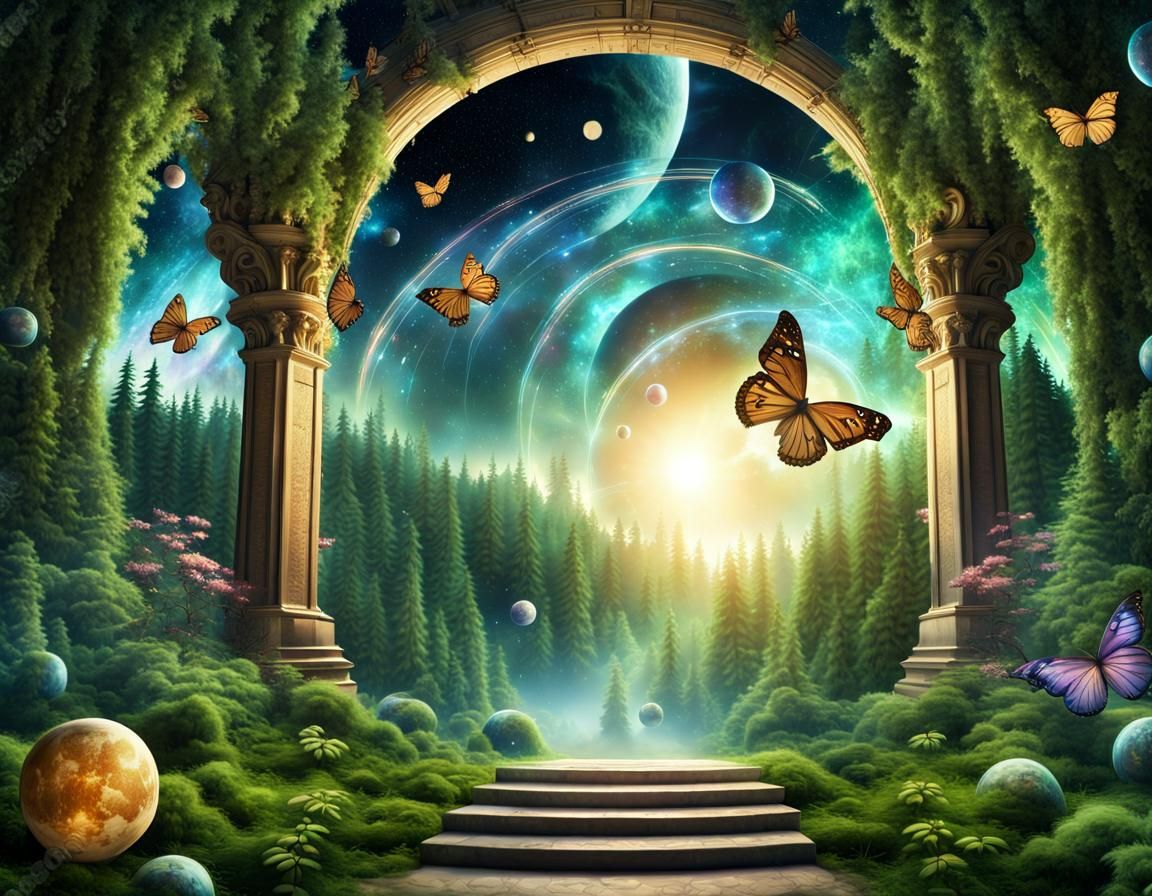 Fantasy Forest Portal to Spiraling Universe