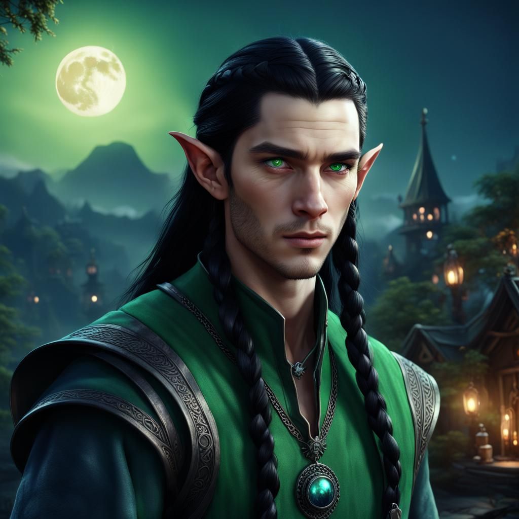 Male Elf with Braided Hair: Fantasy Concept Art