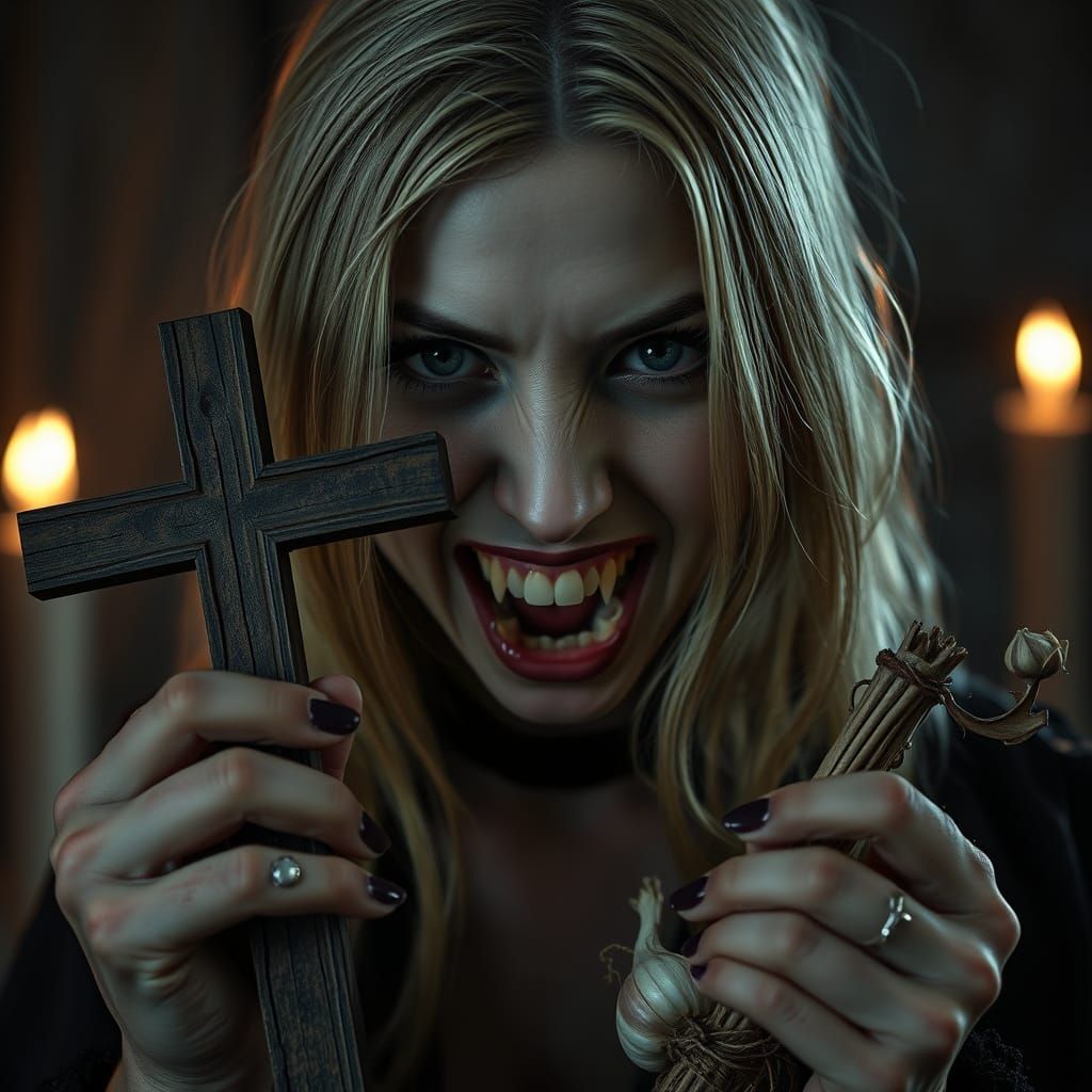 Ethereal Russian Vampire in Moody Cinematic Scene