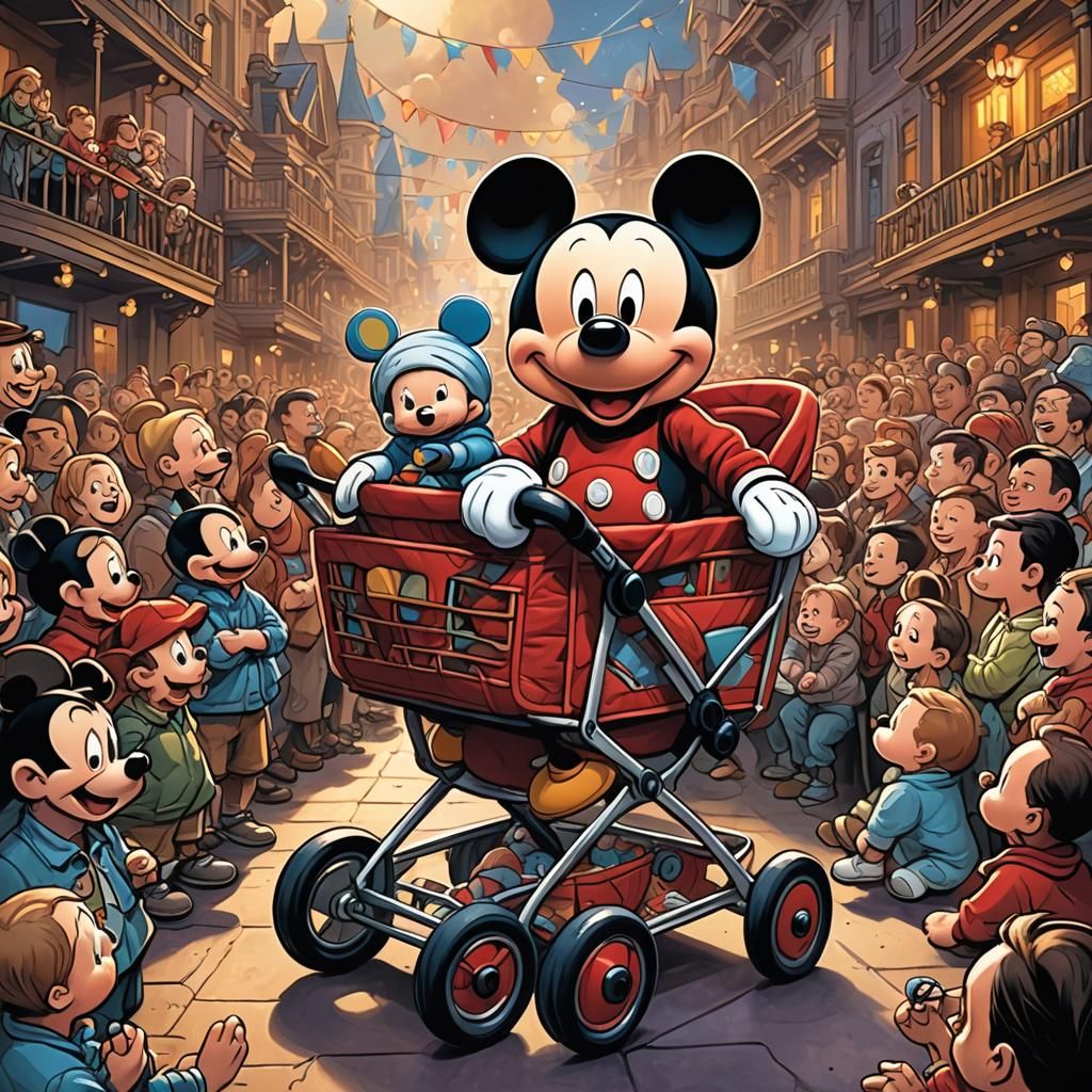 Baby at Disney Performance in Comic Book Art Style