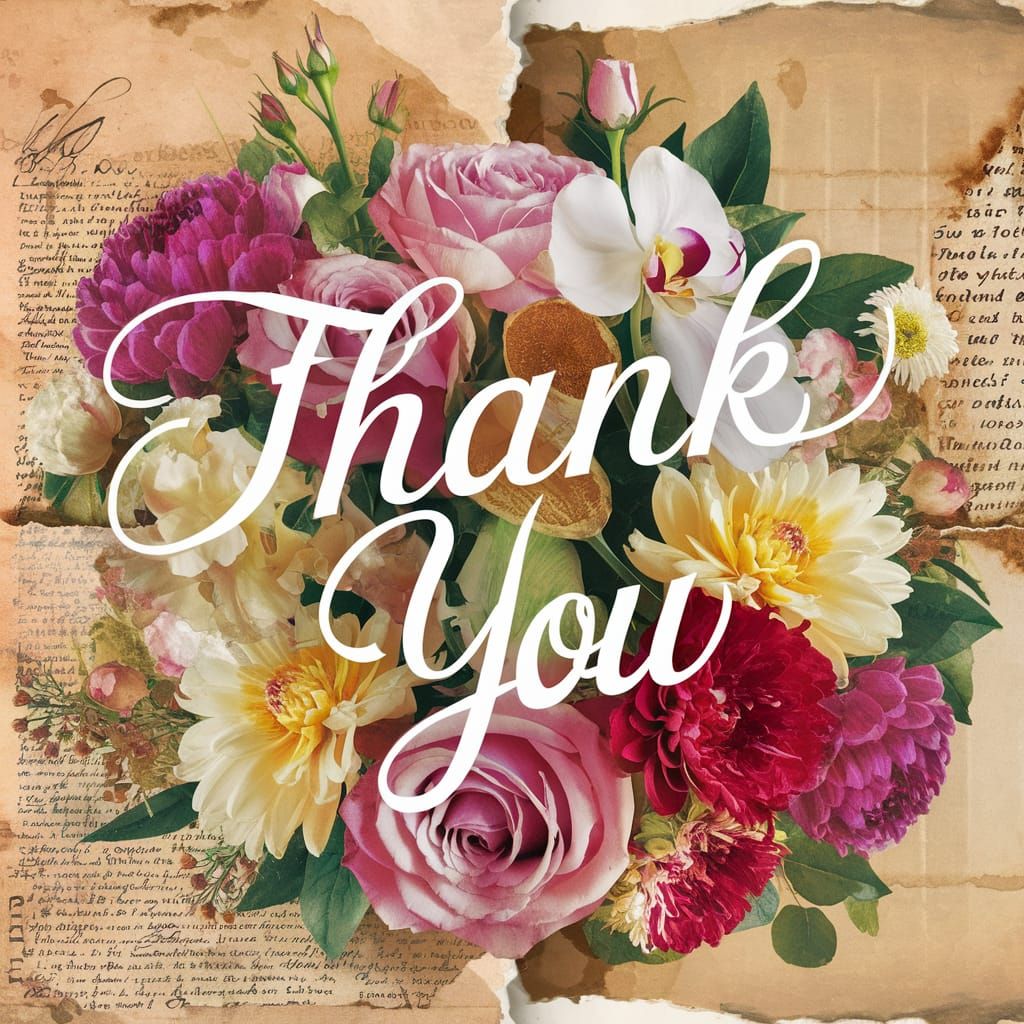 Elegant Watercolor Thank You Floral Art