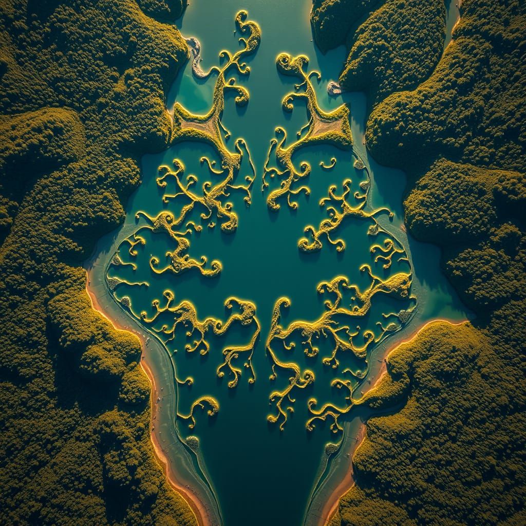 Vast River System Reveals Fractal Symmetry in Golden Light