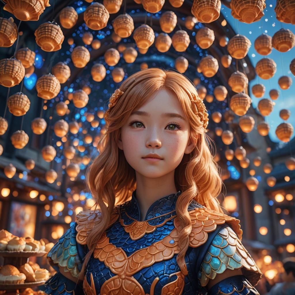 Girl in Taiyaki Dress: Fantasy Matte Painting