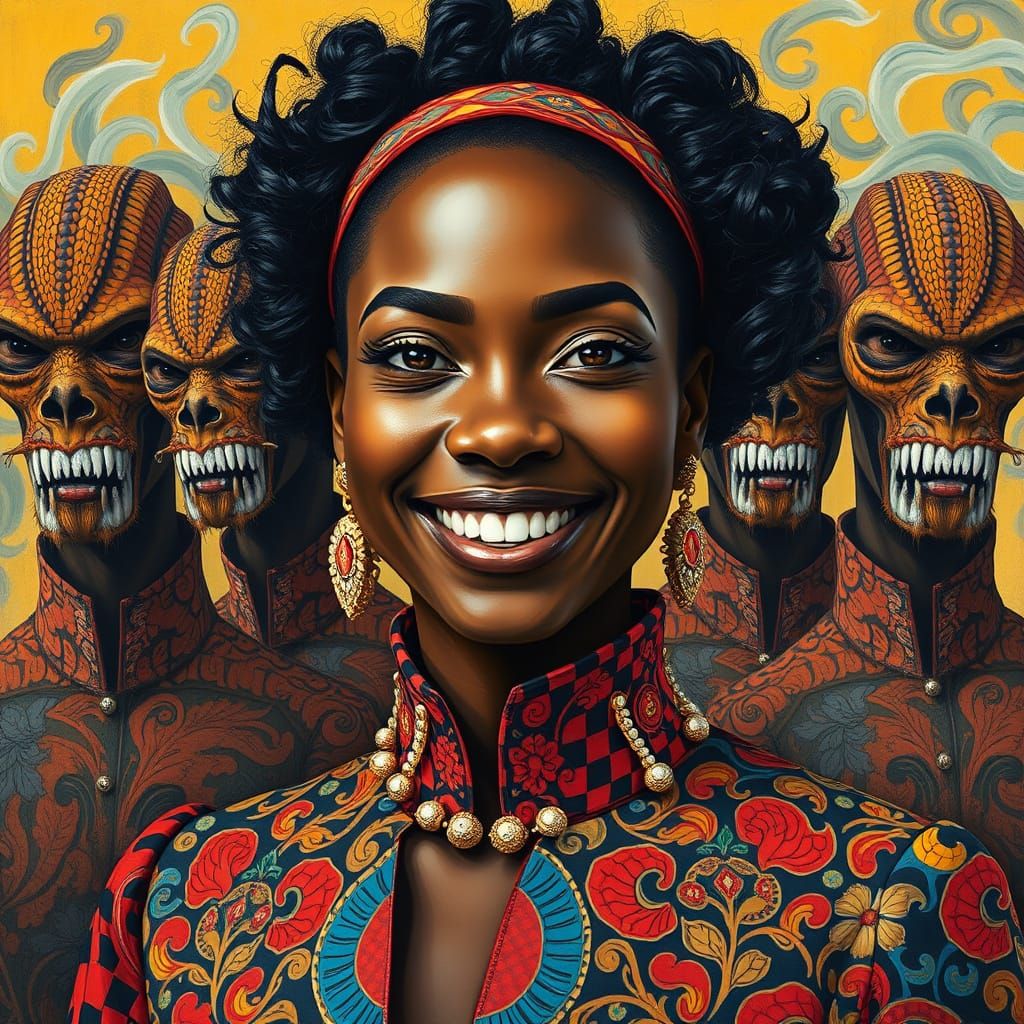 Op Art Fashion Show: Gouache-Style Painting of Woman