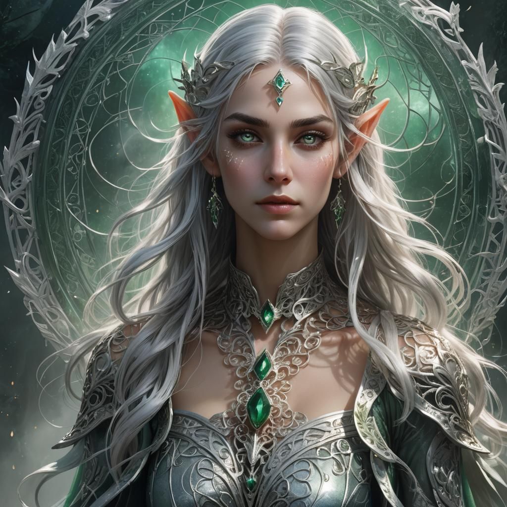 Ethereal Elven Woman Portrait in Fantasy Style