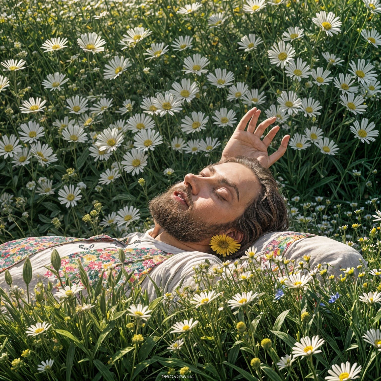 Ethereal Field Portrait in Art Deco Whimsy