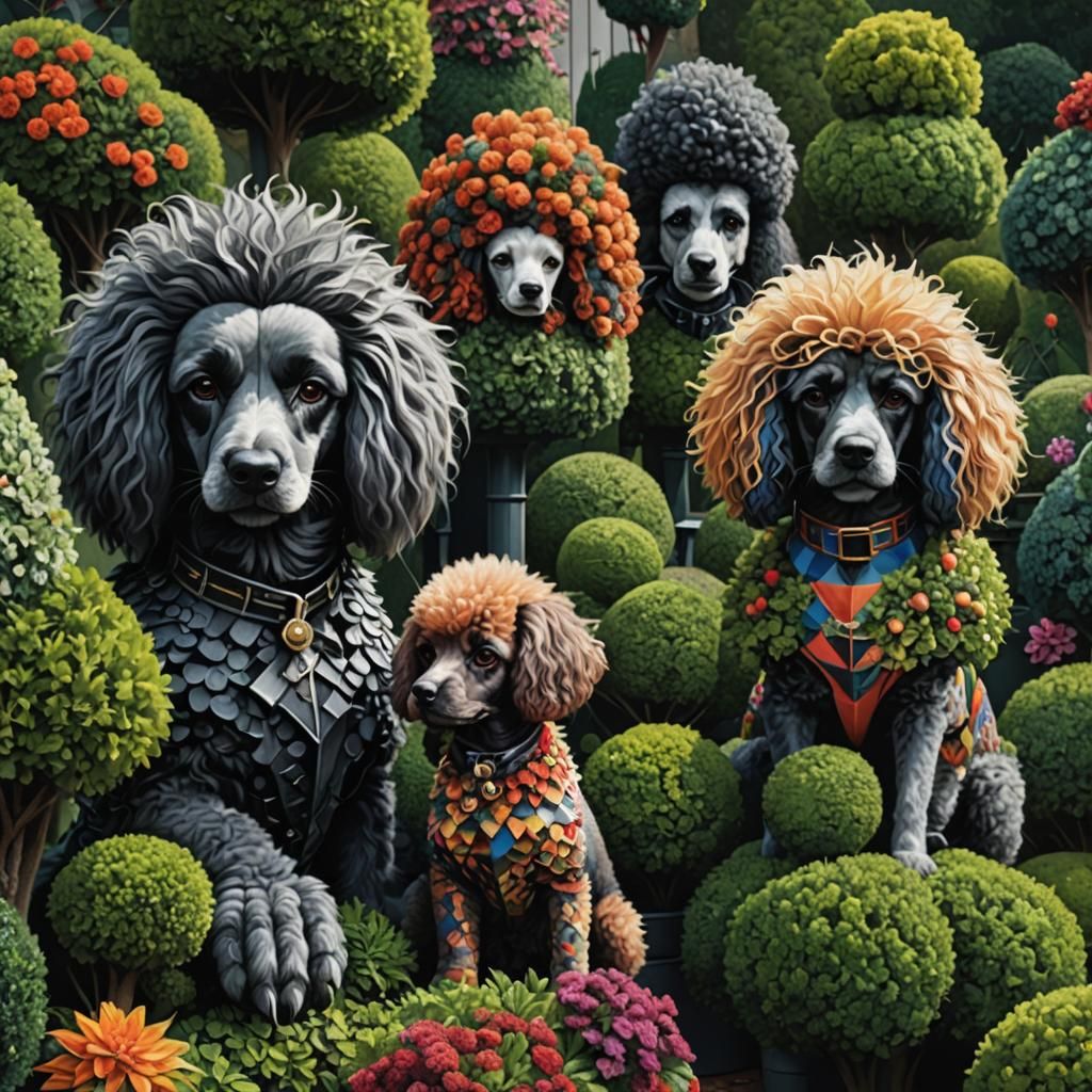 Edward Scissorhands and Topiary Poodles in Charcoal