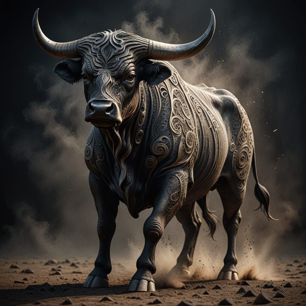 Muscular Bull Standing Firmly with Dominant Gaze