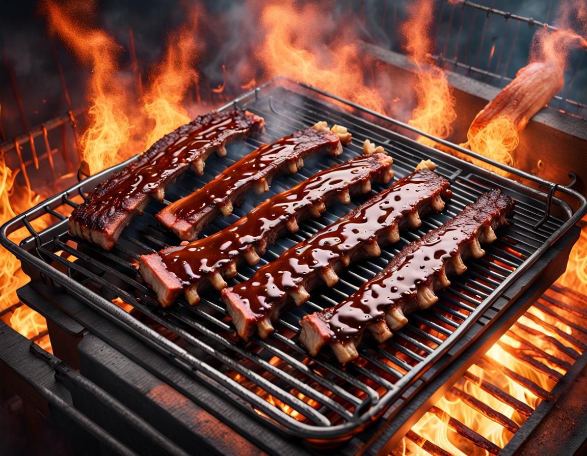 Smoked Ribs on Grill: Detailed Matte Painting