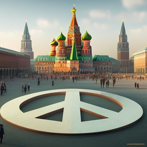 Red Square Moscow Peace Symbols: Photorealistic Masterpiece