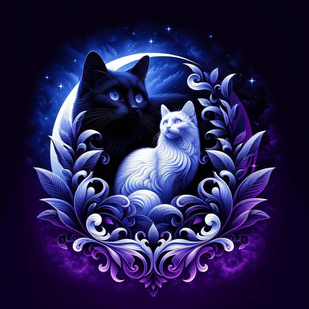 Double Exposure Cat Airbrush Painting in Purple Light