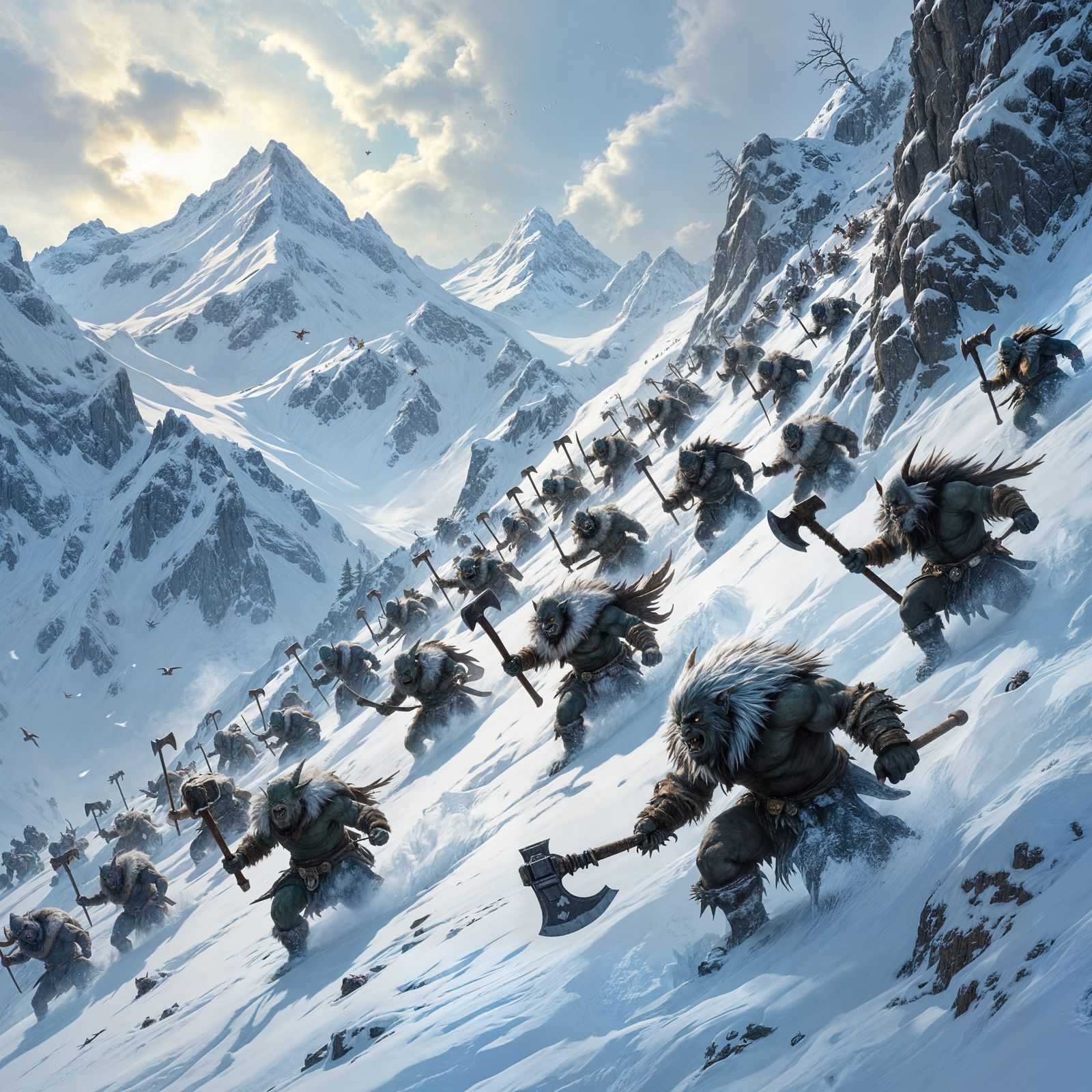 Hordes of Trolls and Goblins Descend Snowy Mountain