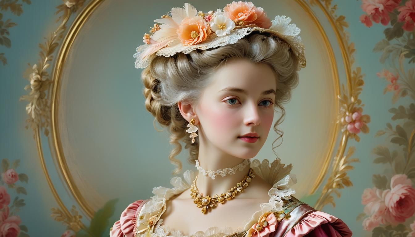 Rococo Portrait of an Elegant Lady with Lace