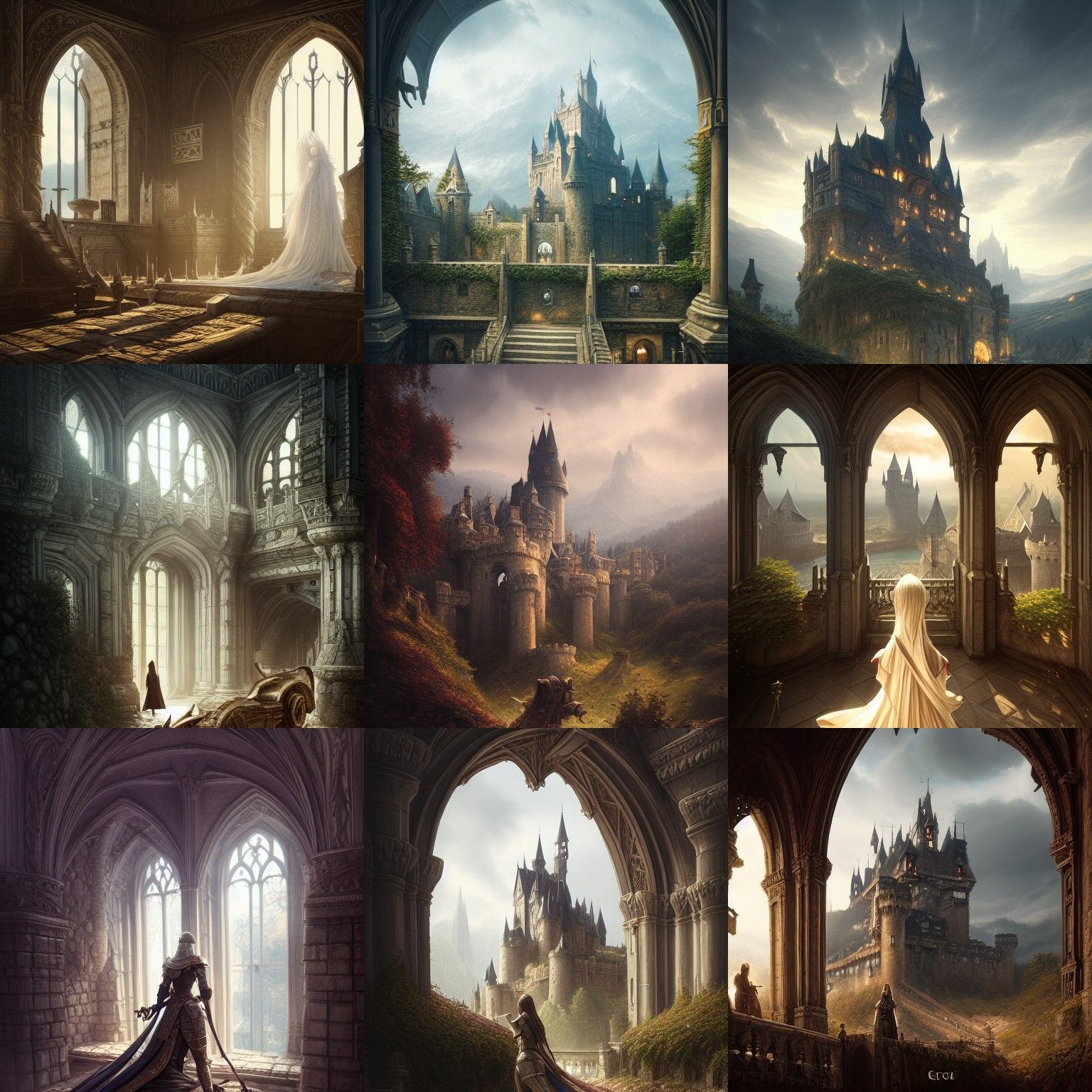 Knight in Middle Ages Castle: Digital Illustration