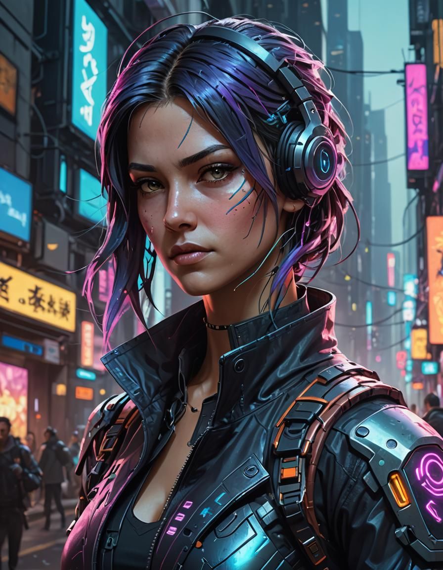 Cyberpunk Hacker Portrait in Hero Costume
