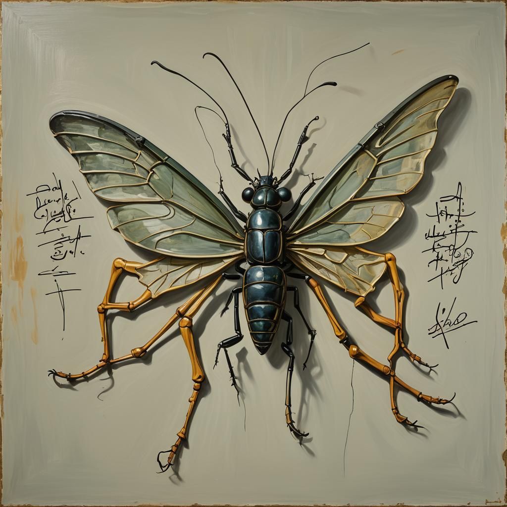 Surreal Cyrillic Text Art in Style of Lucian Freud