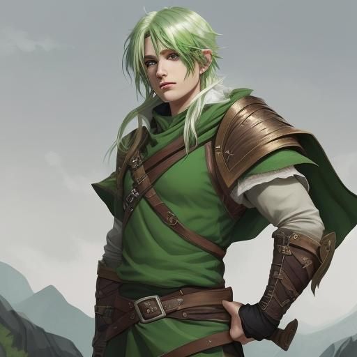 D&D 5e Ranger with Greenish Hair and Eyes