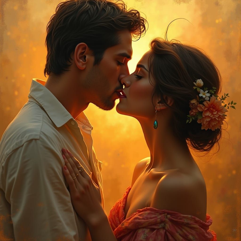 Romantic Couple in Warm Golden Light