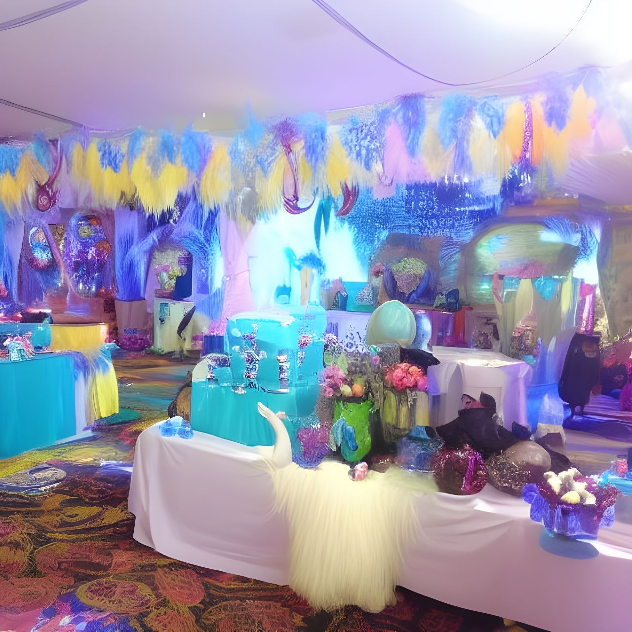 Whimsical Llama Party: An AI Generated Image