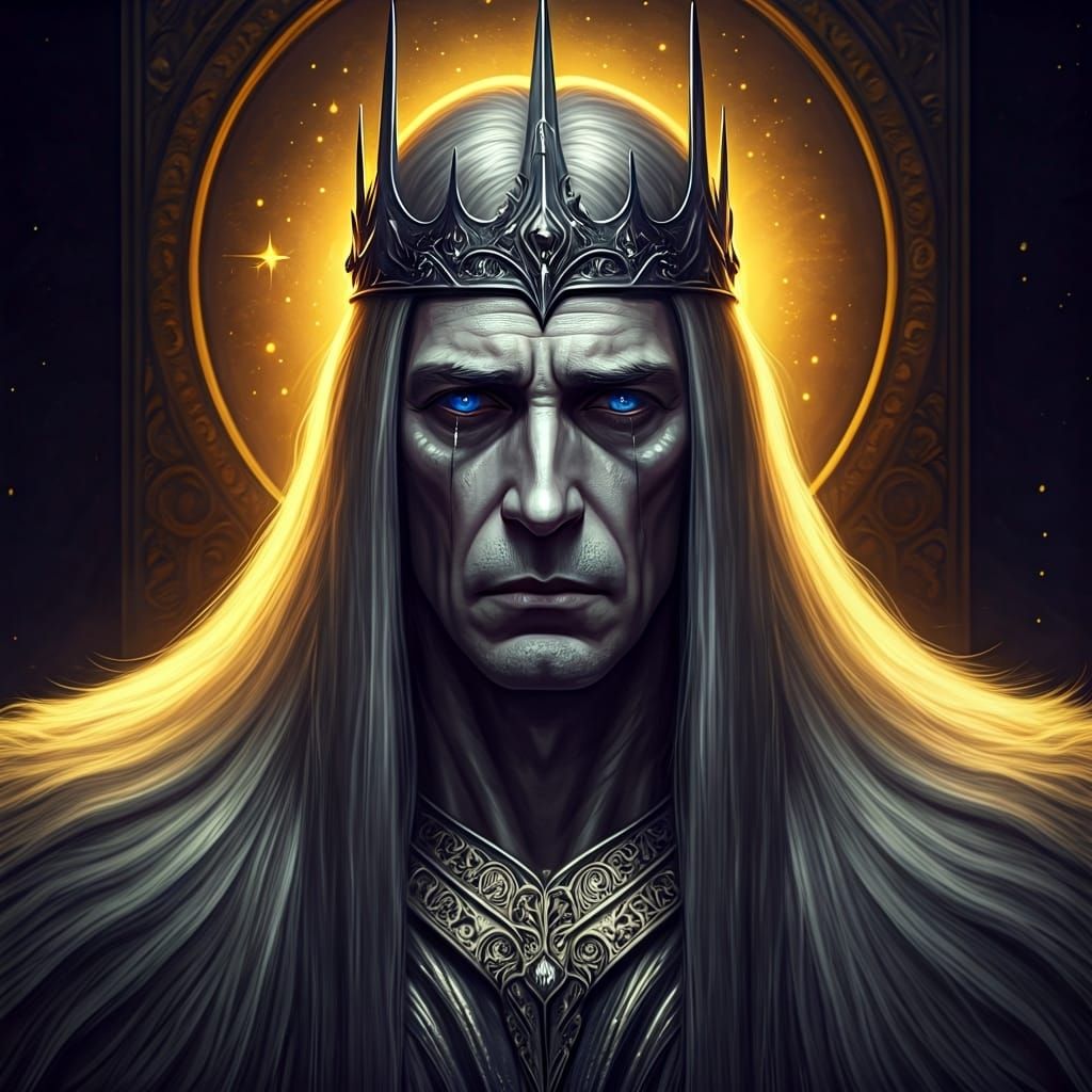 Silver King on Throne in Baroque Style