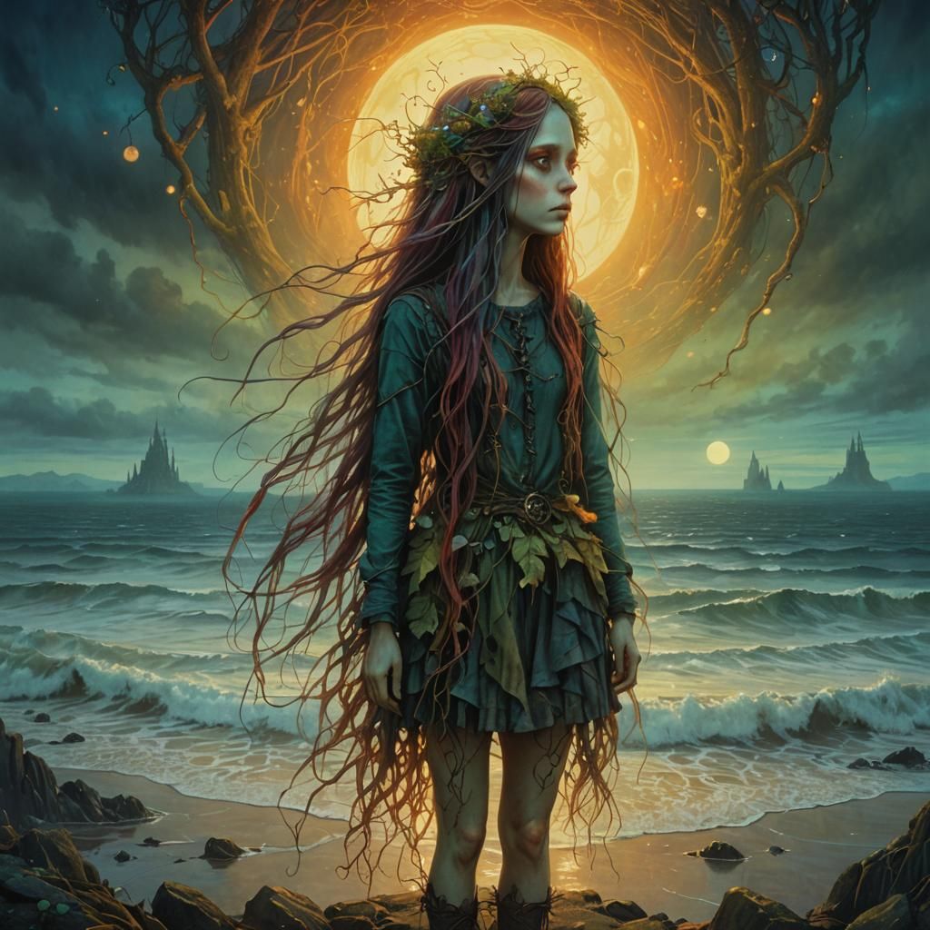 Eldritch Portrait of a Colorful Haired Girl