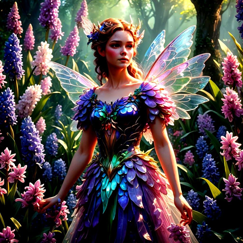 Fantastical Hyacinth Fairy in Detailed Matte Painting