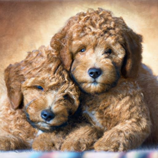 Labradoodle Puppies in Classical Painting Style