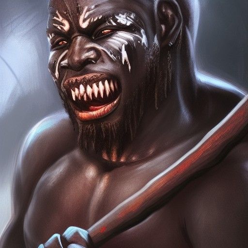 African Grim Reaper Portrait in Expressionist Style