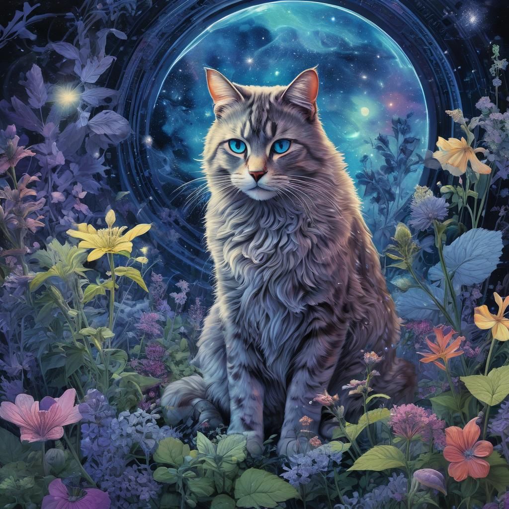 Ethereal Child Ghosts in a Cosmic Floral Dreamscape