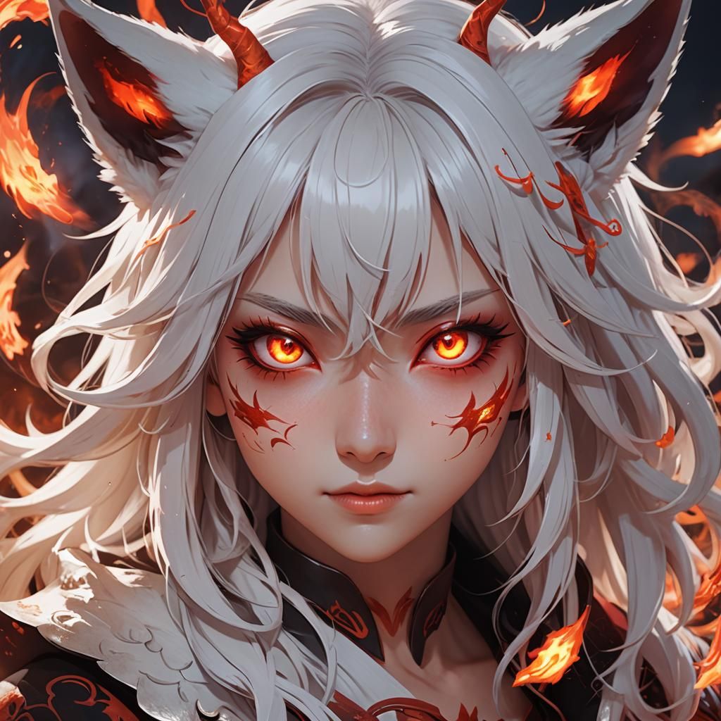 Kitsune Possesses Demon-Infested Girl: Anime Concept Art