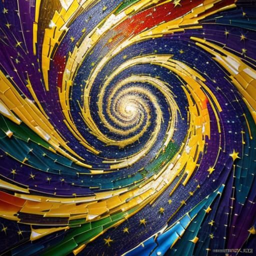 Mosaic Starry Night: Neo-Impressionist Expressionist Oil Pai...