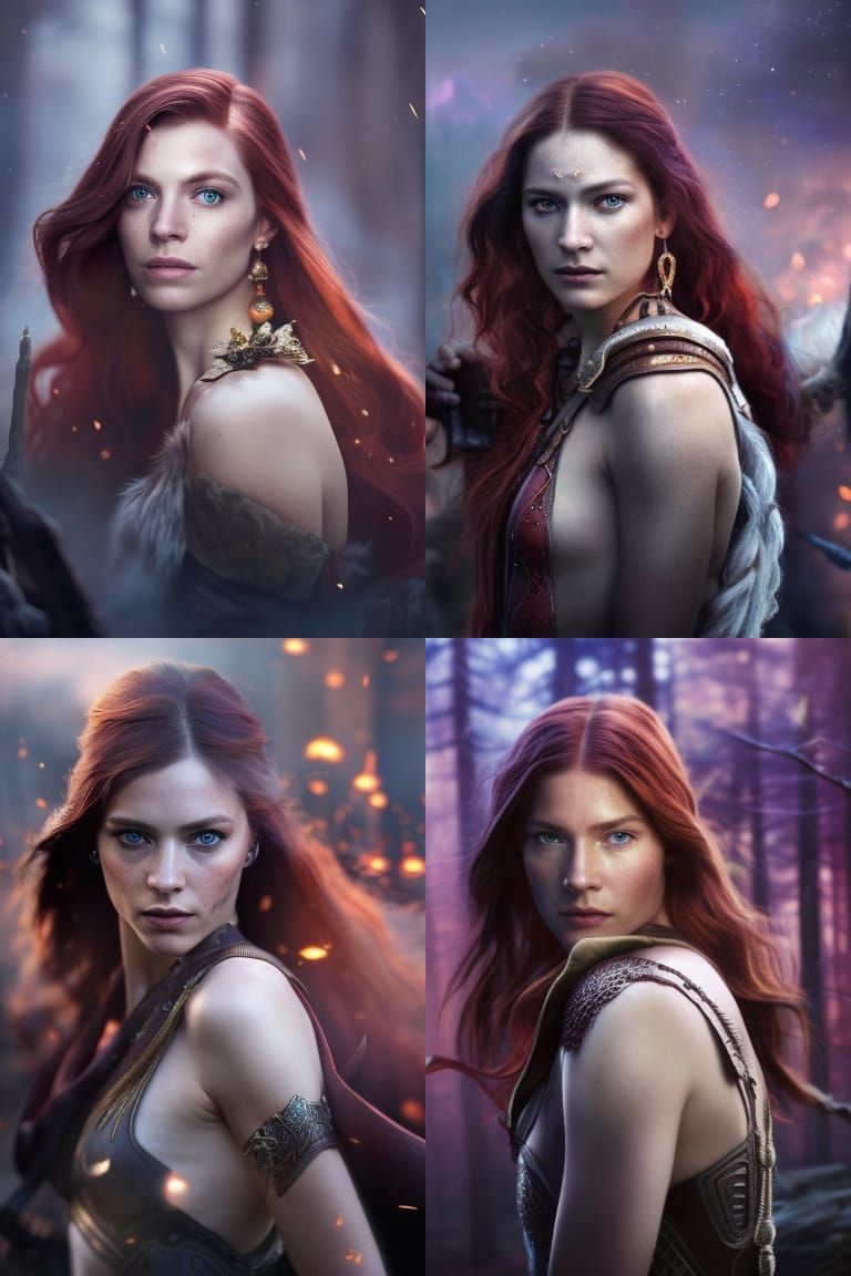 Freckled Red-Haired Freya: Norse Goddess Portrait