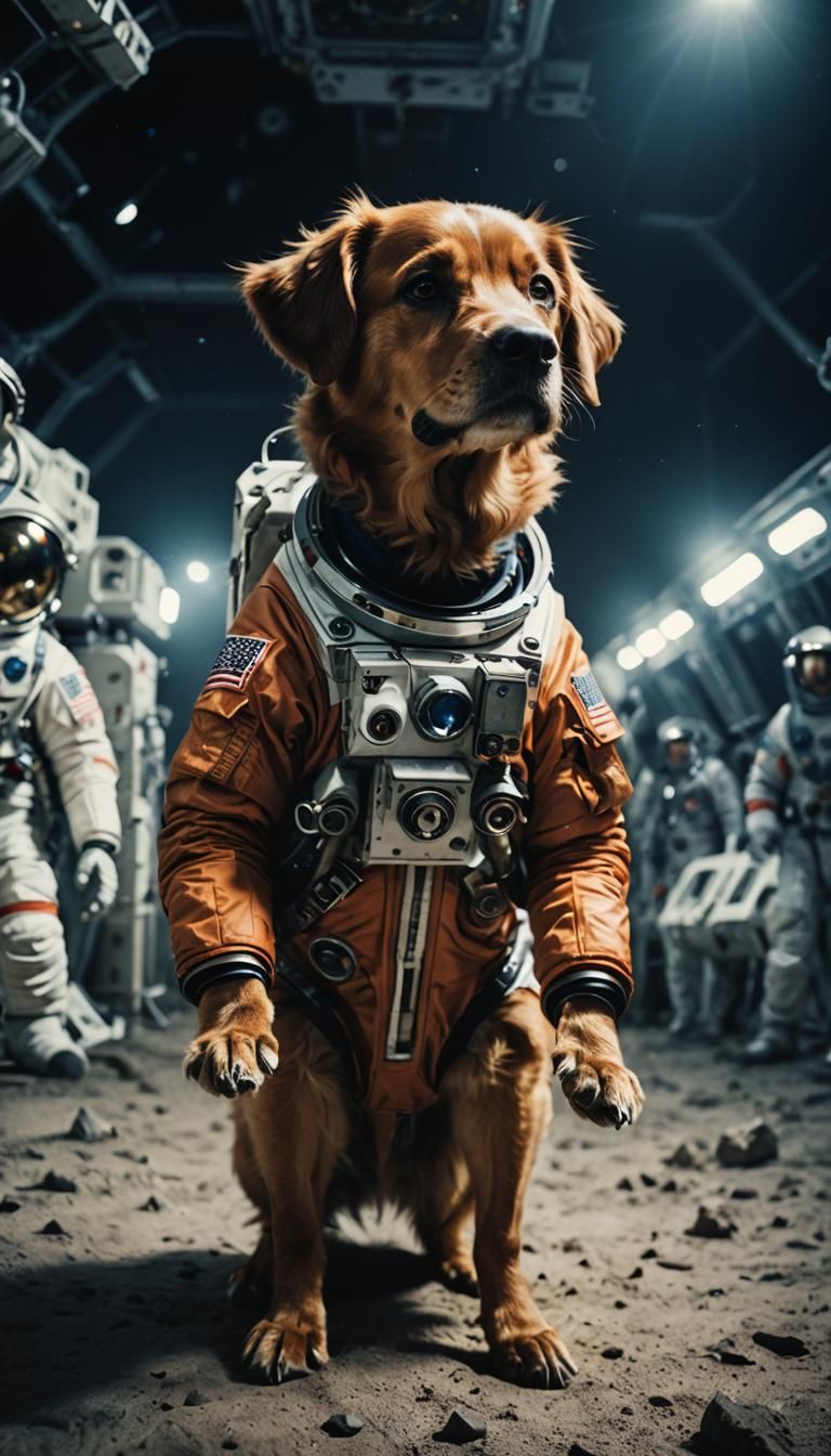 Cinematic Astronaut Dog Film Still