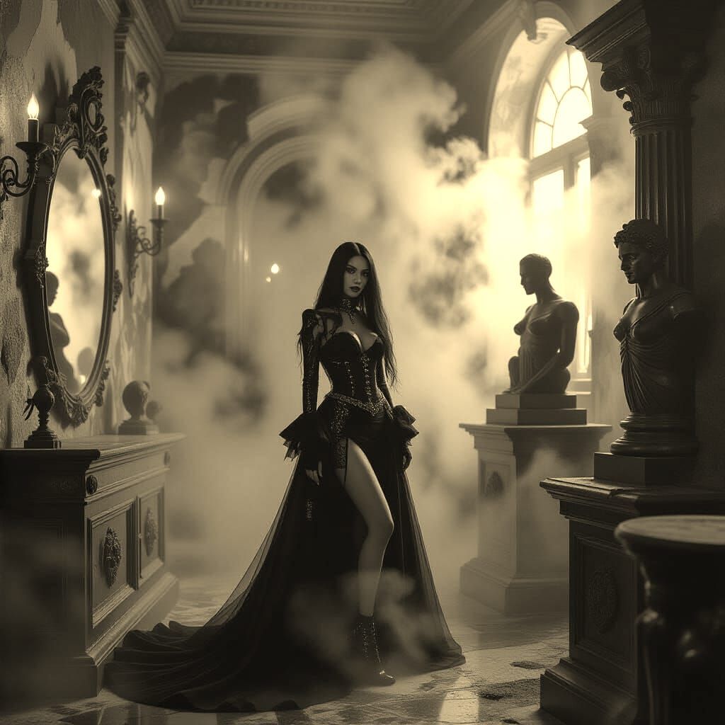 Gothic Chrome Model in Smoky Cafe, Giger Style