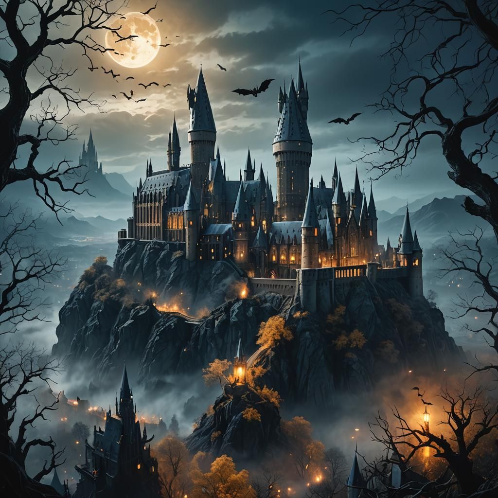Hogwarts School of Witchcraft and Wizardry in Fantasy Art