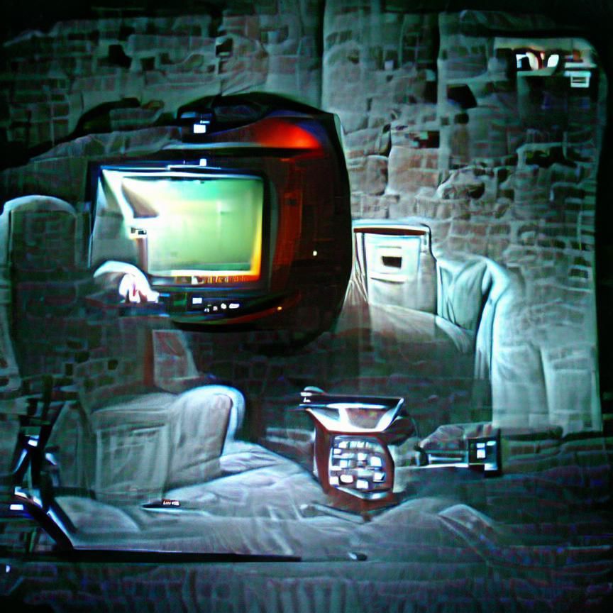 Retro TV in Dark Room: Nostalgic Isolation