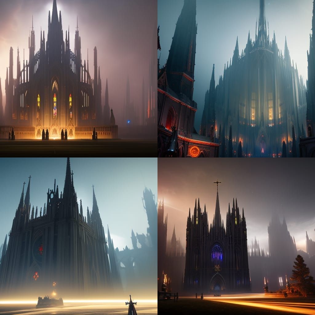 Cathedral Spaceship: Dark Fantasy Concept Art