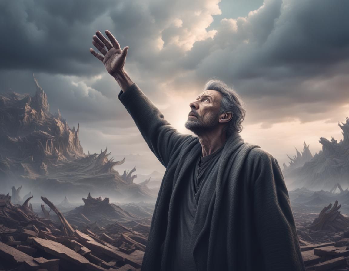 Dramatic Digital Painting of Man Seeking Help