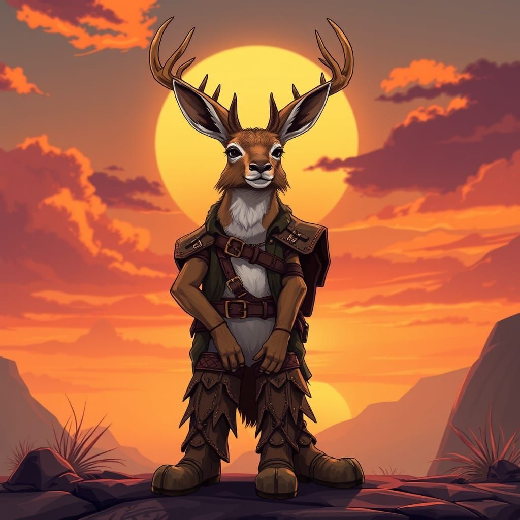 Heroic Jackalope in Anime-Inspired Leather Boots