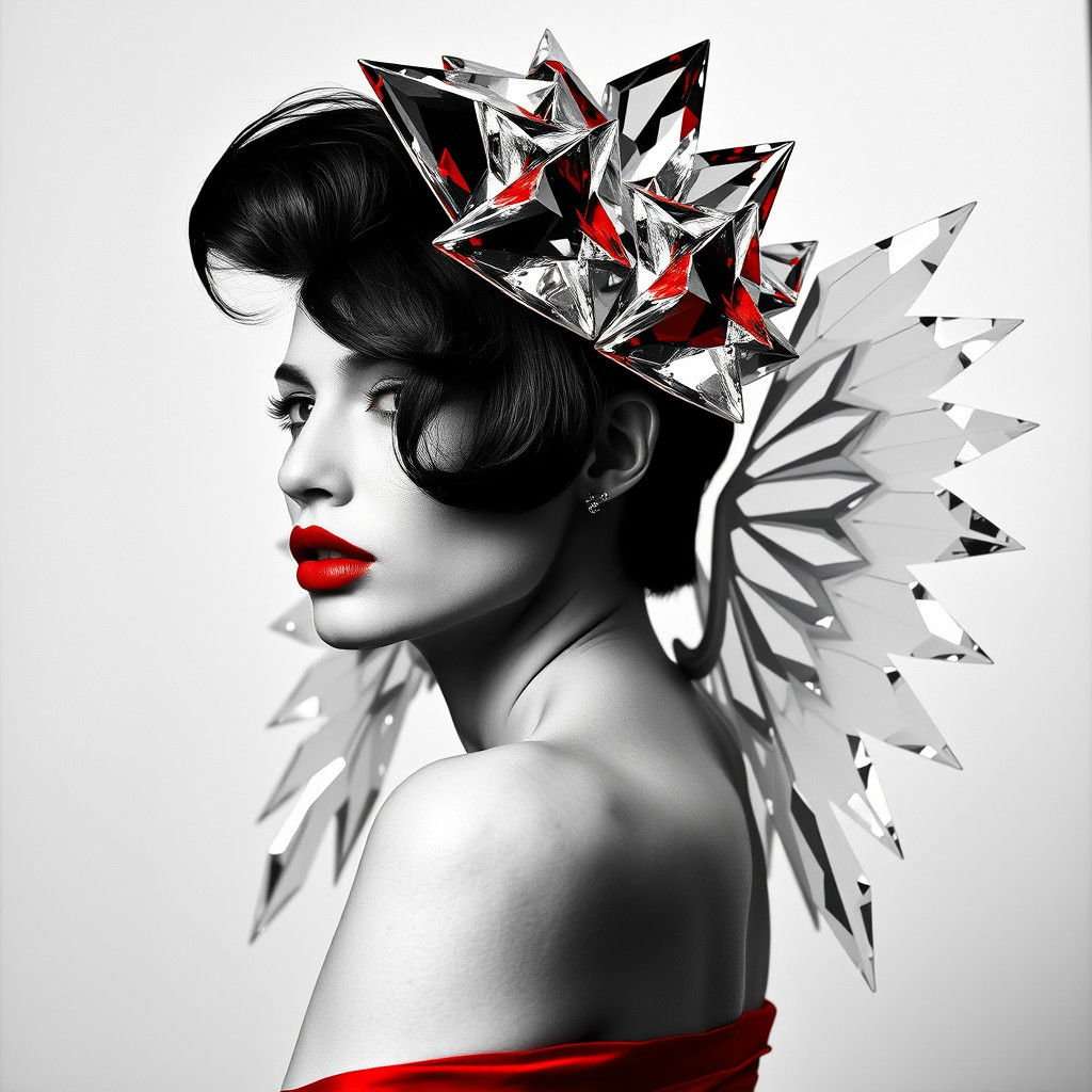 Create a black and white photogram-style image  with geometr...