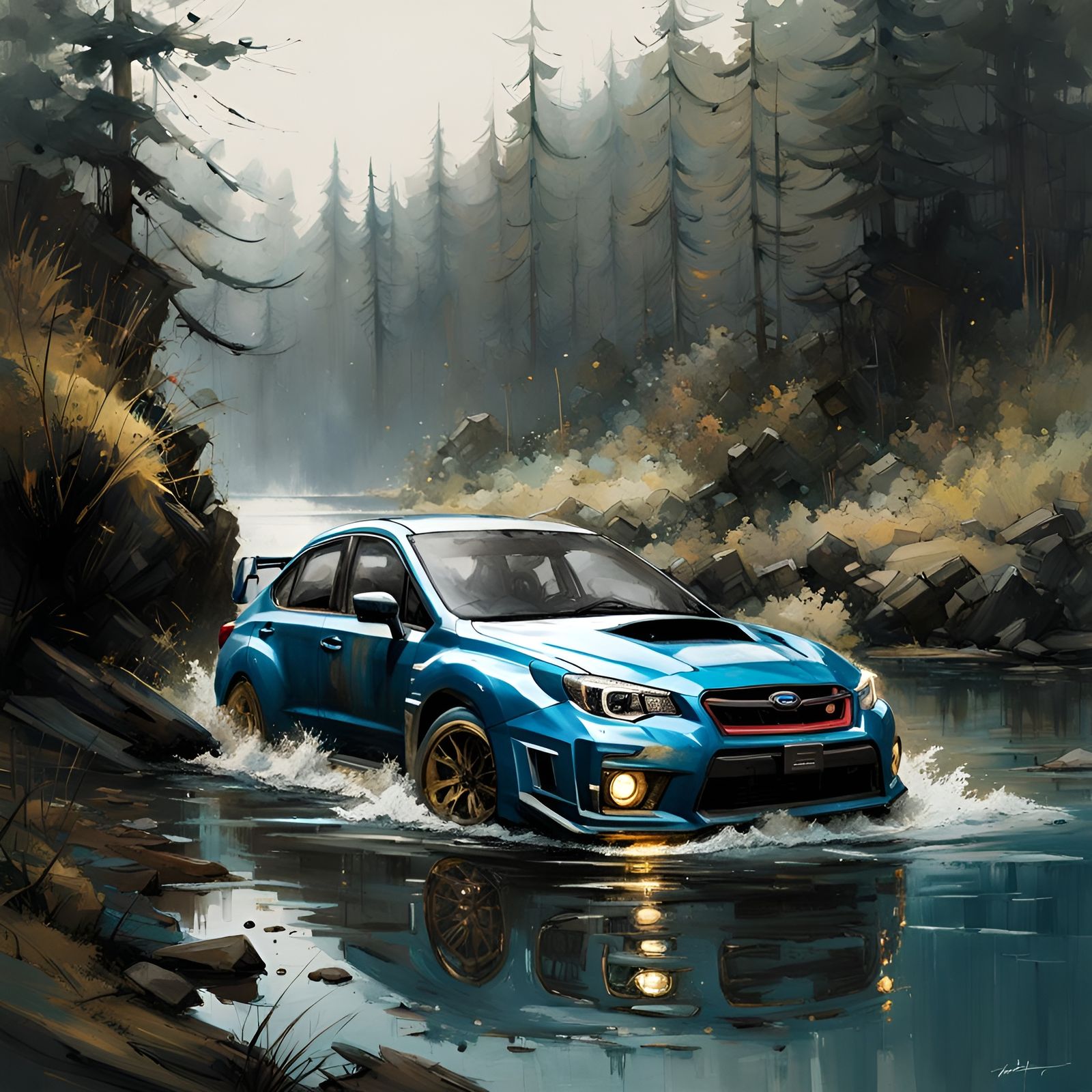 Subaru WRX at the Bottom of a Lake