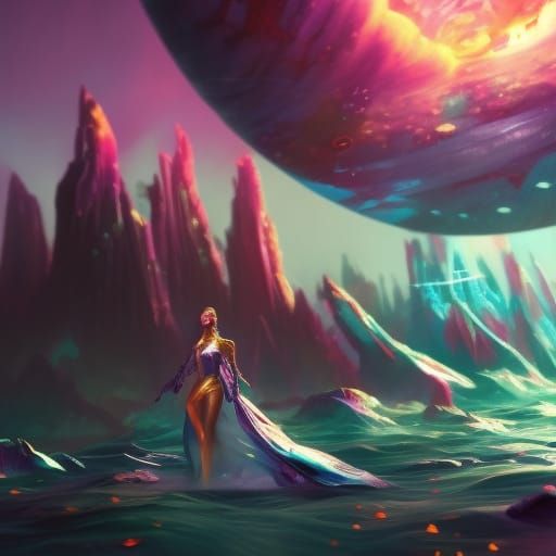 Mermaids in Outer Space: Detailed Matte Painting