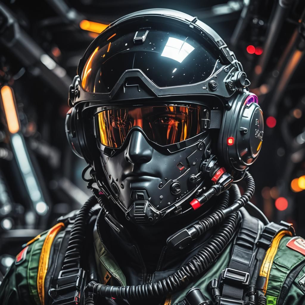 Rafale Pilot Helmet with Neon Lights and Visor Art